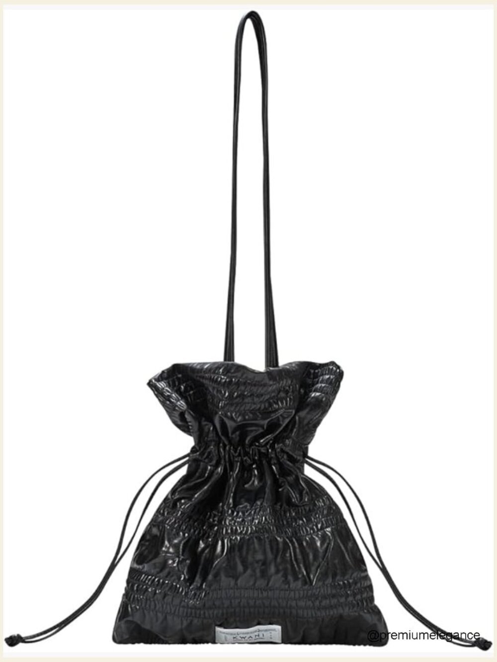 Lightweight PU Leather Crinkle Shoulder Tote Bag Drawstring Closure Work Travel